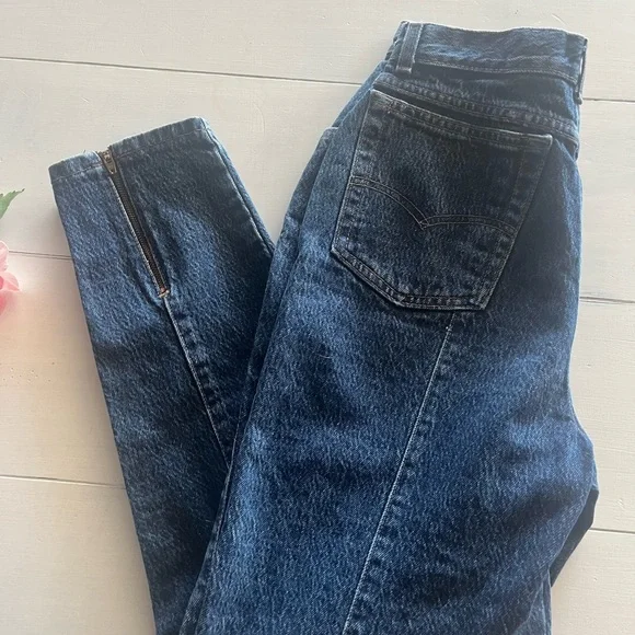 Vintage Levi’s Women’s Acid Wash Back Seam Back Zippers High Rise Tapered Sz 13 - Picture 3 of 8